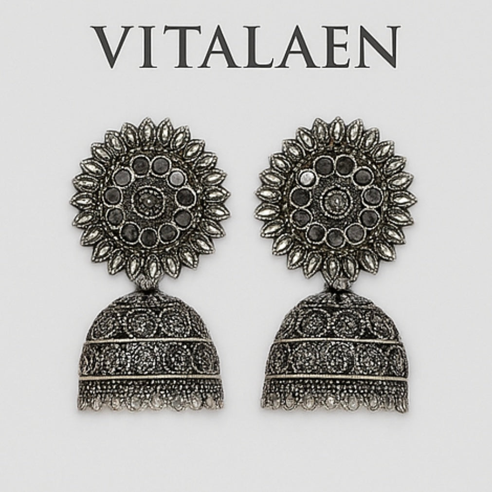 Noctura – Midnight Bloom Jhumkas