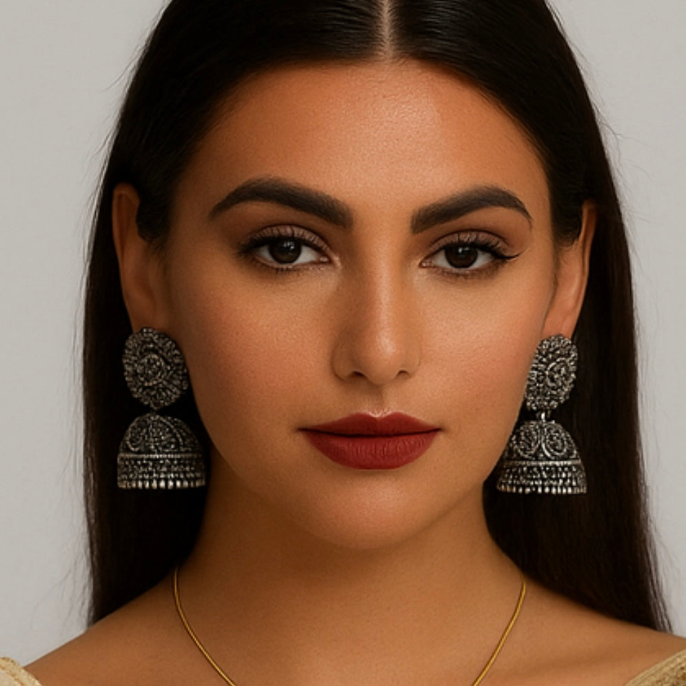 Noctura – Midnight Bloom Jhumkas
